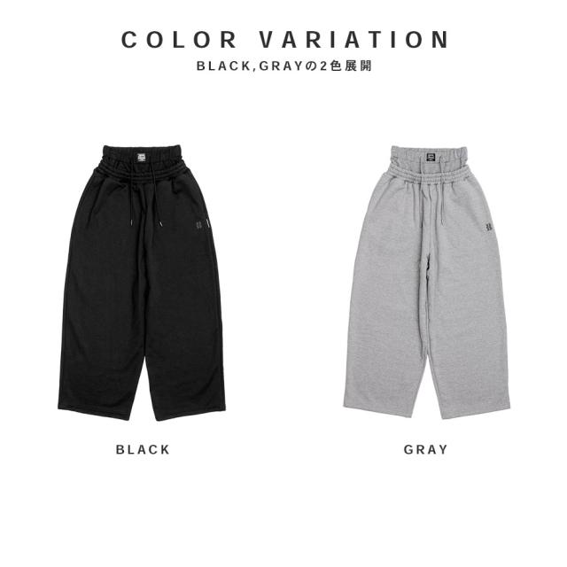 BASICKS ベイシックス Layered Sweat Trousers a-HD04P スウェットパンツ レディース メンズ ワイド ゆったり ブランド ワイドスウェットパンツ ダブルウエスト スウェット パンツ ストレート おしゃれ かわいい 可愛い カジュアル ブラック 黒 グレー_1