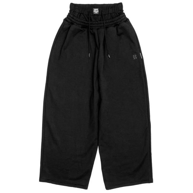 BASICKS ベイシックス Layered Sweat Trousers a-HD04P スウェットパンツ レディース メンズ ワイド ゆったり ブランド ワイドスウェットパンツ ダブルウエスト スウェット パンツ ストレート おしゃれ かわいい 可愛い カジュアル ブラック 黒 グレー_2
