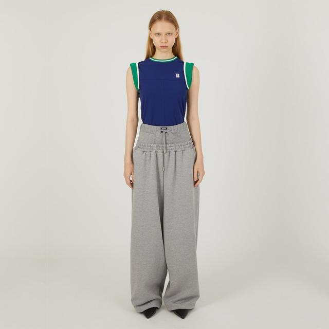 BASICKS ベイシックス Layered Sweat Trousers a-HD04P スウェットパンツ レディース メンズ ワイド ゆったり ブランド ワイドスウェットパンツ ダブルウエスト スウェット パンツ ストレート おしゃれ かわいい 可愛い カジュアル ブラック 黒 グレー_6