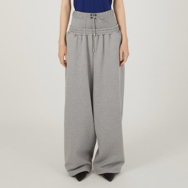 BASICKS ベイシックス Layered Sweat Trousers a-HD04P スウェットパンツ レディース メンズ ワイド ゆったり ブランド ワイドスウェットパンツ ダブルウエスト スウェット パンツ ストレート おしゃれ かわいい 可愛い カジュアル ブラック 黒 グレー_7