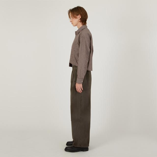 BASICKS ベイシックス Docking Short Shirt a-SH03 ドッキングシャツ ショートシャツ カジュアルシャツ レディース メンズ 長袖 ショート丈 シャツ アシンメトリー カジュアル ショート ブランド おしゃれ かわいい 可愛い ブラウン 茶色_5