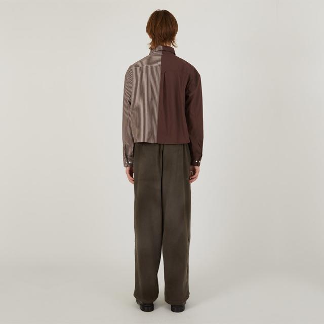 BASICKS ベイシックス Docking Short Shirt a-SH03 ドッキングシャツ ショートシャツ カジュアルシャツ レディース メンズ 長袖 ショート丈 シャツ アシンメトリー カジュアル ショート ブランド おしゃれ かわいい 可愛い ブラウン 茶色_7