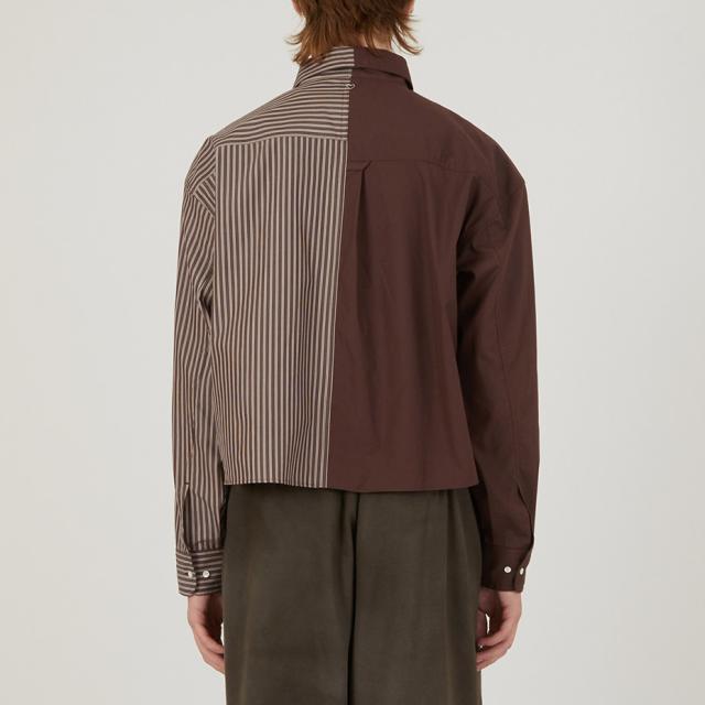BASICKS ベイシックス Docking Short Shirt a-SH03 ドッキングシャツ ショートシャツ カジュアルシャツ レディース メンズ 長袖 ショート丈 シャツ アシンメトリー カジュアル ショート ブランド おしゃれ かわいい 可愛い ブラウン 茶色_8