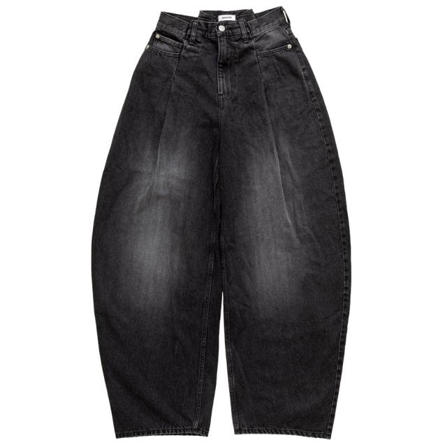 BASICKS ベイシックス Folding Denim Trousers a-HD04P ワイドパンツ ワイドデニム デニム レディース メンズ ワイド ブランド パンツ バレルパンツ バレルレッグ カーブパンツ ゆったり おしゃれ かわいい 可愛い カジュアル ブラック 黒 インディゴ_2