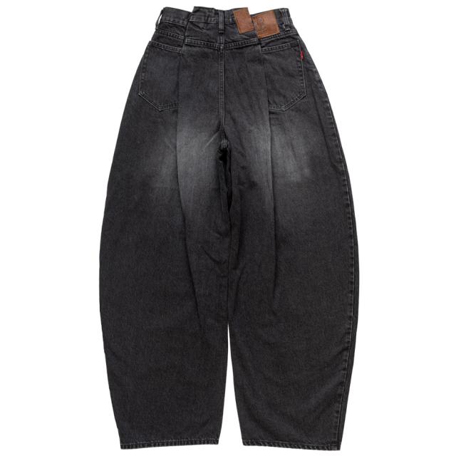 BASICKS ベイシックス Folding Denim Trousers a-HD04P ワイドパンツ ワイドデニム デニム レディース メンズ ワイド ブランド パンツ バレルパンツ バレルレッグ カーブパンツ ゆったり おしゃれ かわいい 可愛い カジュアル ブラック 黒 インディゴ_3