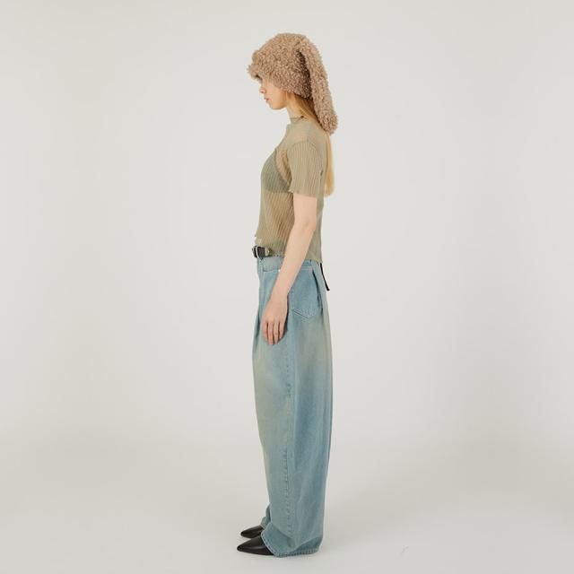 BASICKS ベイシックス Folding Denim Trousers a-HD04P ワイドパンツ ワイドデニム デニム レディース メンズ ワイド ブランド パンツ バレルパンツ バレルレッグ カーブパンツ ゆったり おしゃれ かわいい 可愛い カジュアル ブラック 黒 インディゴ_8