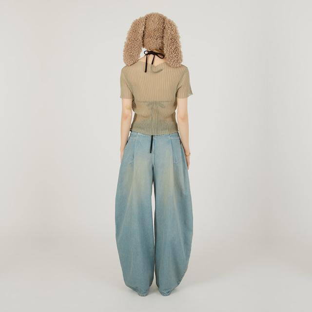 BASICKS ベイシックス Folding Denim Trousers a-HD04P ワイドパンツ ワイドデニム デニム レディース メンズ ワイド ブランド パンツ バレルパンツ バレルレッグ カーブパンツ ゆったり おしゃれ かわいい 可愛い カジュアル ブラック 黒 インディゴ_9