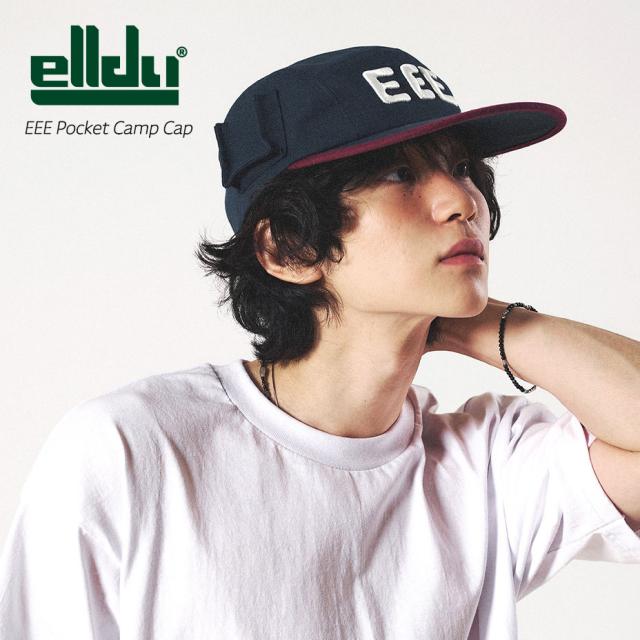 elldu エルドゥ EEE Pocket Camp Cap ポケット キャンプキャップ キャップ レディース メンズ 深め ブランド フラットバイザー フラット 5パネル おしゃれ かわいい 可愛い つば 長め つば広 長い つば長め かっこいい カジュアル 帽子 ぼうし バーガンディ ネイビー 紺