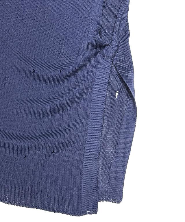 DIET BUTCHER 7G天竺 ダメージ編みベスト レンチキュラーバッジ