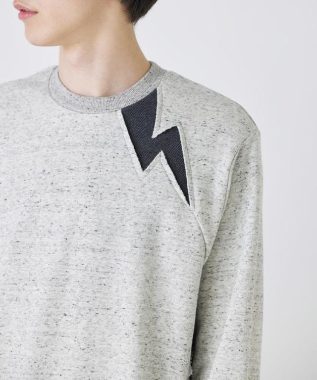 DIET BUTCHER スウェット Lightning detail sweat shirt スウェットシャツ 稲妻 雷 ヴィンテージ調 すっきり シルエット トップス 長袖 ＃04 ＃87 ブラック グレー ホワイト メンズ 紳士 ダイエットブッチャー ブランド 送料無料_9