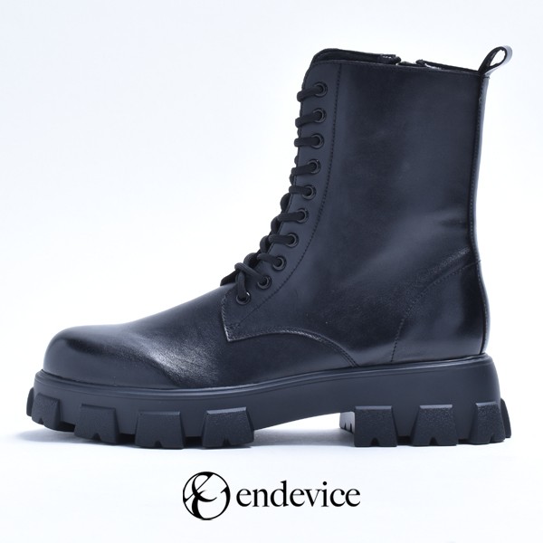 endevice 25〜27cm メンズ 厚底ブーツ スタイルアップ 革靴 レザー