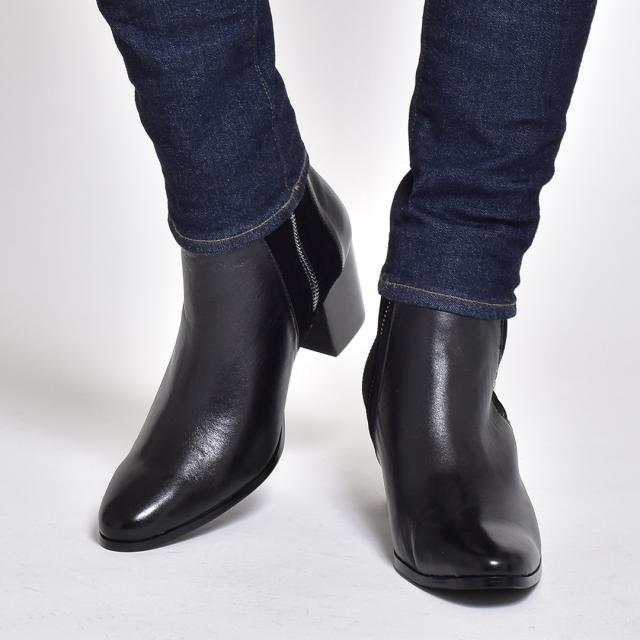 冬新作 新作 endevice 両サイドジップデザイン ヒールブーツ 本革 牛革