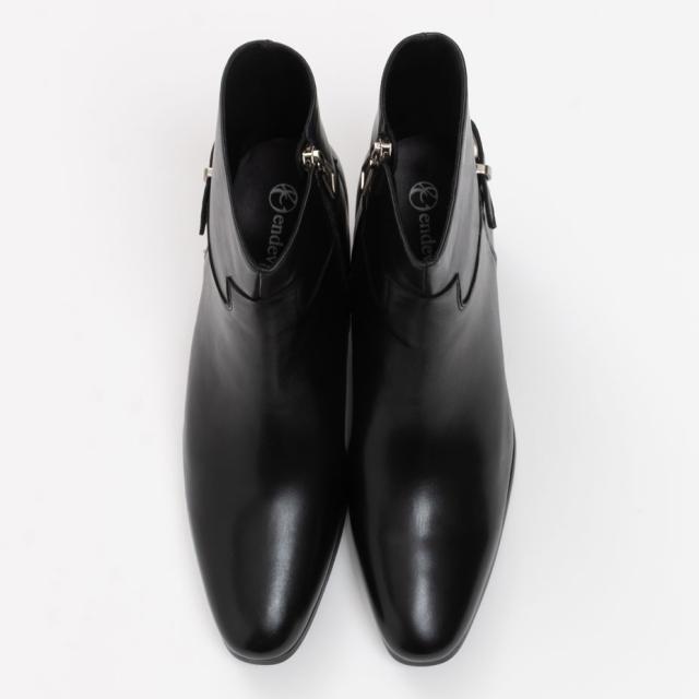 ショートブーツ メンズ ヒール ブーツ サイドジップ ショート 本革 7cm