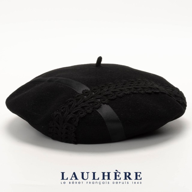 LAULHERE ベレー帽 日本限定復刻 EMMA エマ LAU00643 ユニセックス メンズ レディース 小顔効果 帽子 ボウシ 綺麗 上品 ギフトモード レトロ アパレル 黒 ブラック グラマラス リボン ロレール ブランド 送料無料