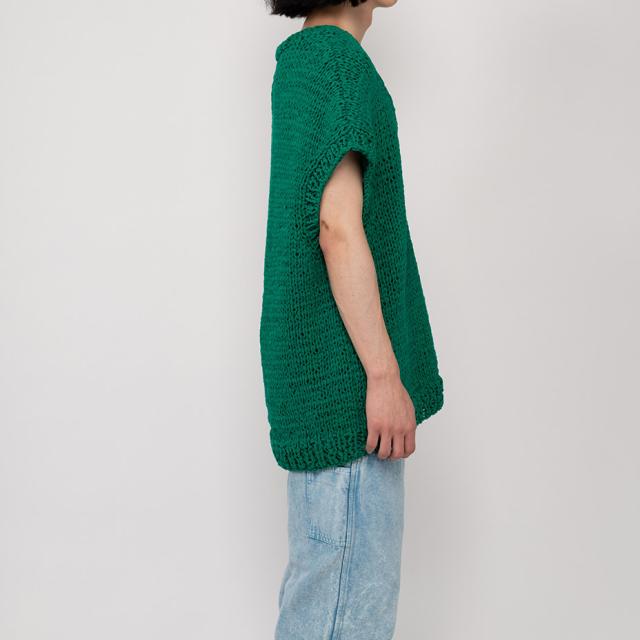 Shoelace Knitted Vest Myne マイン G10VT002 シューレスニットベスト ニットベスト メンズ レディース vネック ブランド ノースリーブ 無地 手編み コットン 100% ブラック 黒 グリーン 緑 ホワイト 白送料無料_10