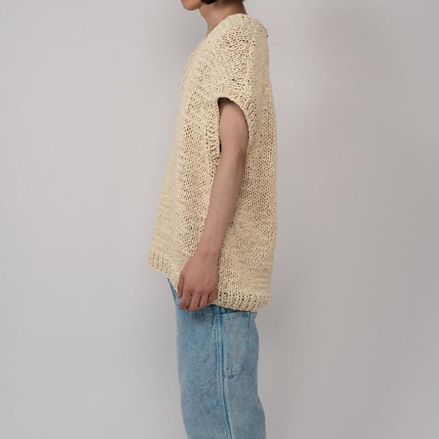 Shoelace Knitted Vest Myne マイン G10VT002 シューレスニットベスト ニットベスト メンズ レディース vネック ブランド ノースリーブ 無地 手編み コットン 100% ブラック 黒 グリーン 緑 ホワイト 白送料無料_13