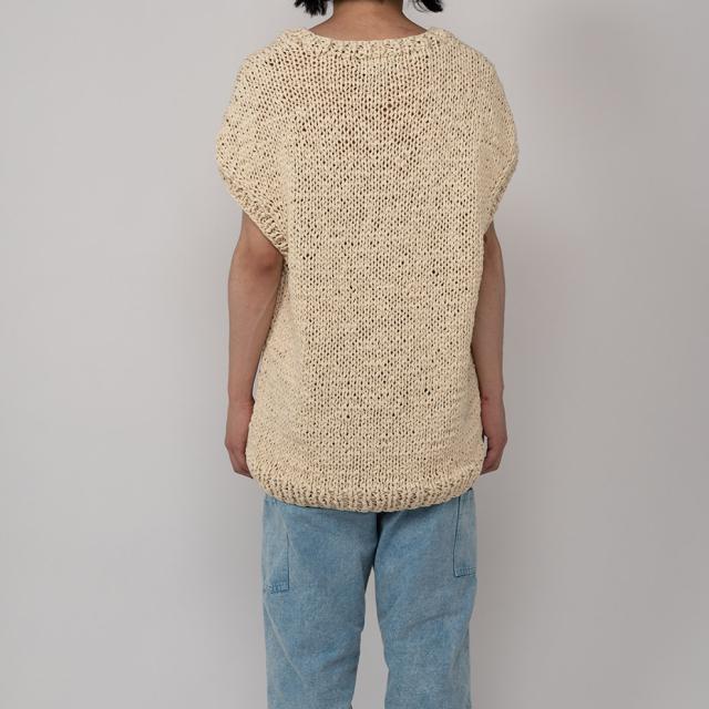 Shoelace Knitted Vest Myne マイン G10VT002 シューレスニットベスト ニットベスト メンズ レディース vネック ブランド ノースリーブ 無地 手編み コットン 100% ブラック 黒 グリーン 緑 ホワイト 白送料無料_14