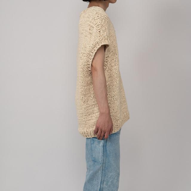 Shoelace Knitted Vest Myne マイン G10VT002 シューレスニットベスト ニットベスト メンズ レディース vネック ブランド ノースリーブ 無地 手編み コットン 100% ブラック 黒 グリーン 緑 ホワイト 白送料無料_15