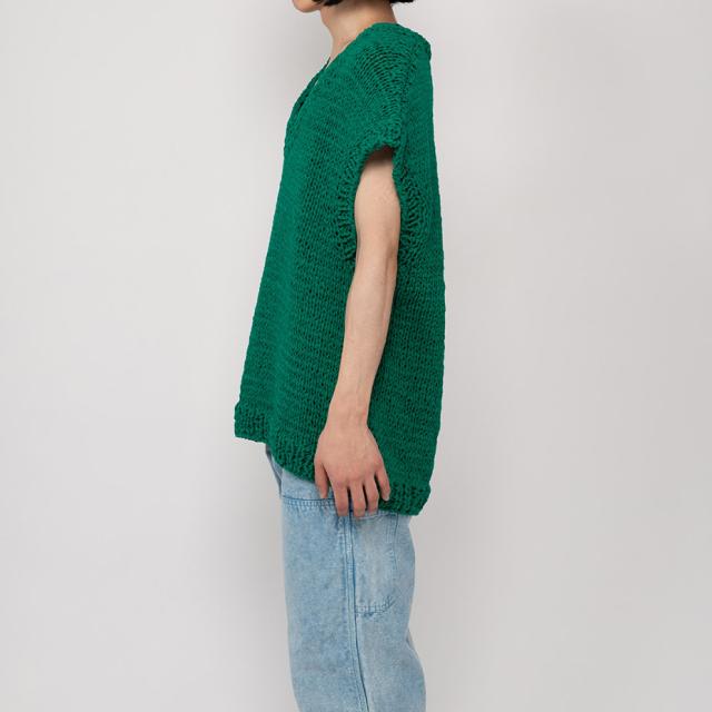 Shoelace Knitted Vest Myne マイン G10VT002 シューレスニットベスト ニットベスト メンズ レディース vネック ブランド ノースリーブ 無地 手編み コットン 100% ブラック 黒 グリーン 緑 ホワイト 白送料無料_8