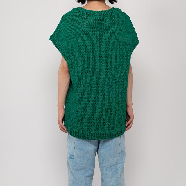 Shoelace Knitted Vest Myne マイン G10VT002 シューレスニットベスト ニットベスト メンズ レディース vネック ブランド ノースリーブ 無地 手編み コットン 100% ブラック 黒 グリーン 緑 ホワイト 白送料無料_9