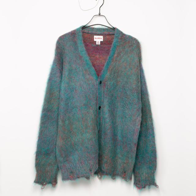 KAMIYA Kasuri Mohair CD カーディガン　G13CD055 カミヤ KAMIYA Kasuri Mohair Cardigan （PURPLE） -FASCINATE