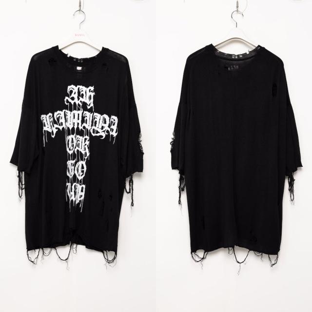 HYDE着　デストロイ　ダメージ　ニット　Tシャツ　HYDE KAMIYA HYDE着デストロイダメージニットTシャツHYDE KAMIYA