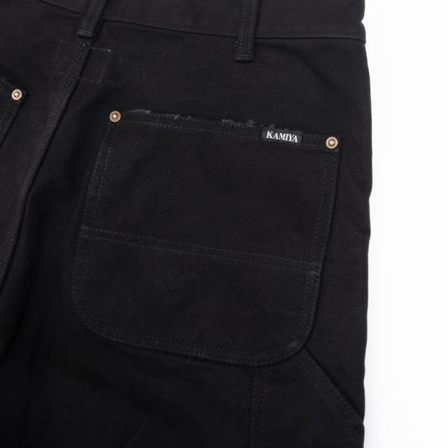 KAMIYA BORO Duck Painter Pants カミヤ ボロ ダック ペインターパンツ G16PT102 メンズ レディース ダブルニー ダブルニーパンツ ペインター パンツ 綿 ワイドストレートパンツ ワイドストレート アメカジ おしゃれ ブランド ボロ加工 ダメージ加工 ワイド ブラック 黒