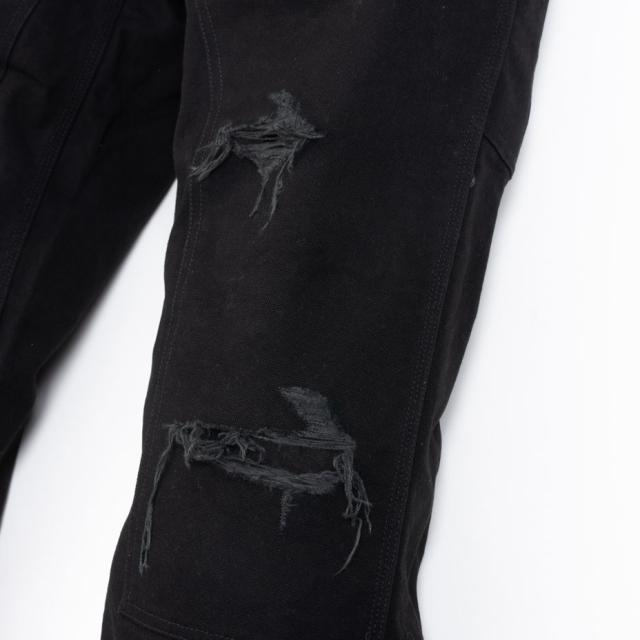 KAMIYA BORO Duck Painter Pants カミヤ ボロ ダック ペインターパンツ G16PT102 メンズ レディース ダブルニー ダブルニーパンツ ペインター パンツ 綿 ワイドストレートパンツ ワイドストレート アメカジ おしゃれ ブランド ボロ加工 ダメージ加工 ワイド ブラック 黒