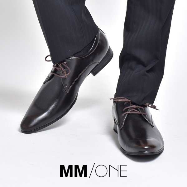 MM/ONE ビジネスシューズ メンズ 革靴 レースアップ 紐 プレーン