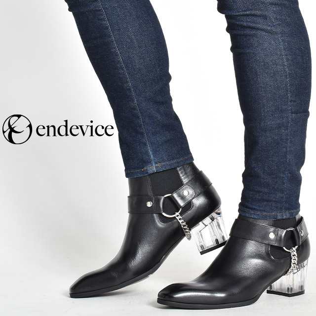 endevice 25~27cm ヒールブーツ 3E EEE相当 ヒール約6.5cm シルバー