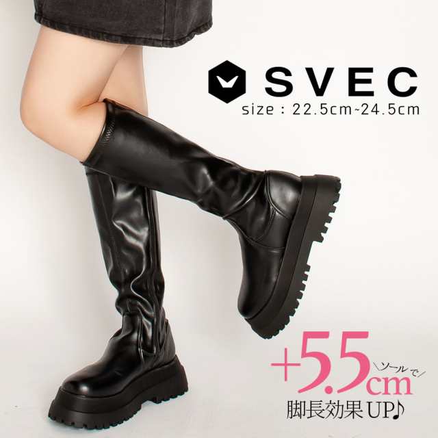 SVEC 厚底ロングブーツ 美脚 スタイルアップ 脚長効果 セクシー 