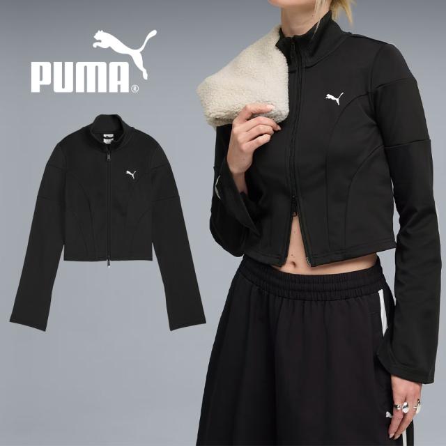 PUMA DARE TO SLIM CROPPED TRACK JACKET 633966 プーマ デア トゥ スリム クロップド トラック ジャケット レディース トラックジャケット ショート丈 おしゃれ ブランド 長袖 アウター 可愛い かわいい プーマブラック 2025 春 春夏 夏