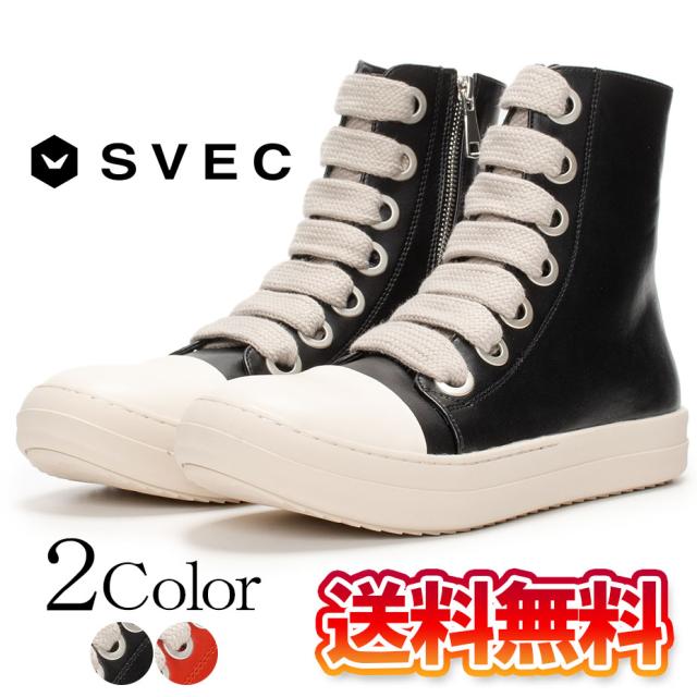 送料無料 スニーカー メンズ レディース 男女兼用 黒 レッド ブラック 可愛い シューレース 靴 シューズ ボリューミー 太め ハイカット レースアップ カッコいい 大きいサイズ 小さいサイズ ポップ ブランド SVEC シュベック 2024の通販は 5,005円