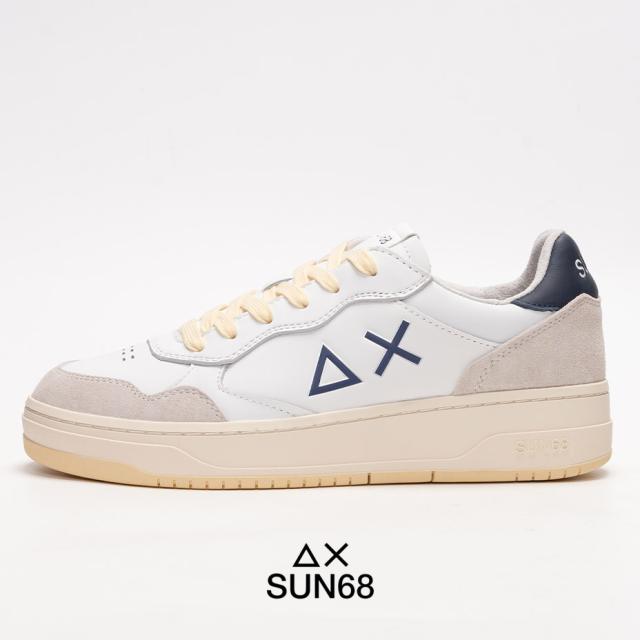 sun68 スニーカー メンズ 厚底 イタリア 靴 革 革靴 厚底スニーカー ブランド サンシックスティエイト BIG BASKET ビッグバスケット Z44148 ローカット カジュアルシューズ レースアップ ホワイト 白 シューズ 2024 秋 冬