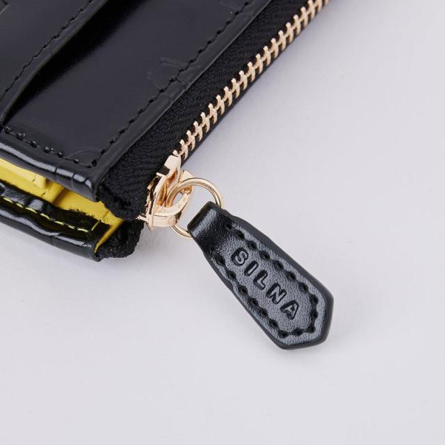 財布 レディース 長財布 ブランド 薄い 本革 L字ファスナー 牛革 薄型 かわいい ファスナー カード入れ 多い カード たくさん おしゃれ ロゴ 型押し ブラック 黒 シルバー 銀 2025 冬 春 春夏_7
