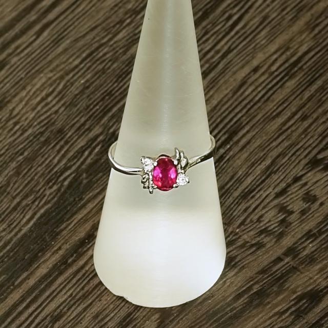 7月誕生石 秘蔵の大粒 ルビー リング 指輪 14号 シルバー925