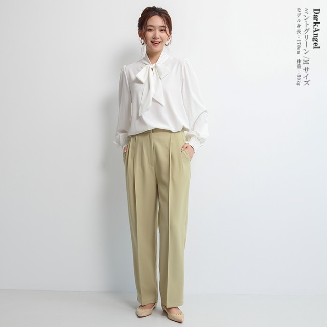 パンツ レディース きれいめ ワイドパンツ 春 タック テーパード