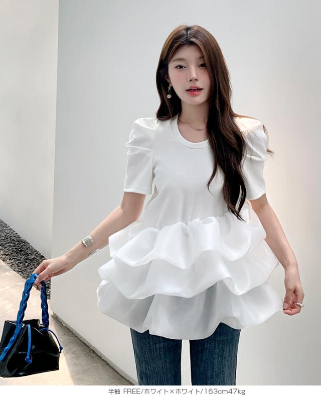 半額クーポン配布中！トップス レディース 冬 秋 ドッキング 異素材