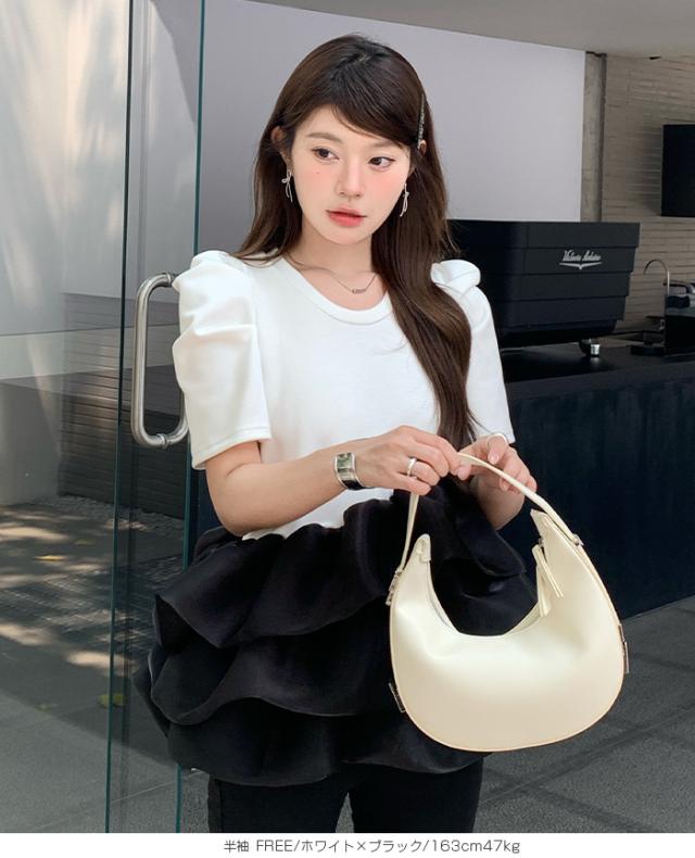 半額クーポン配布中！トップス レディース 冬 秋 ドッキング 異素材