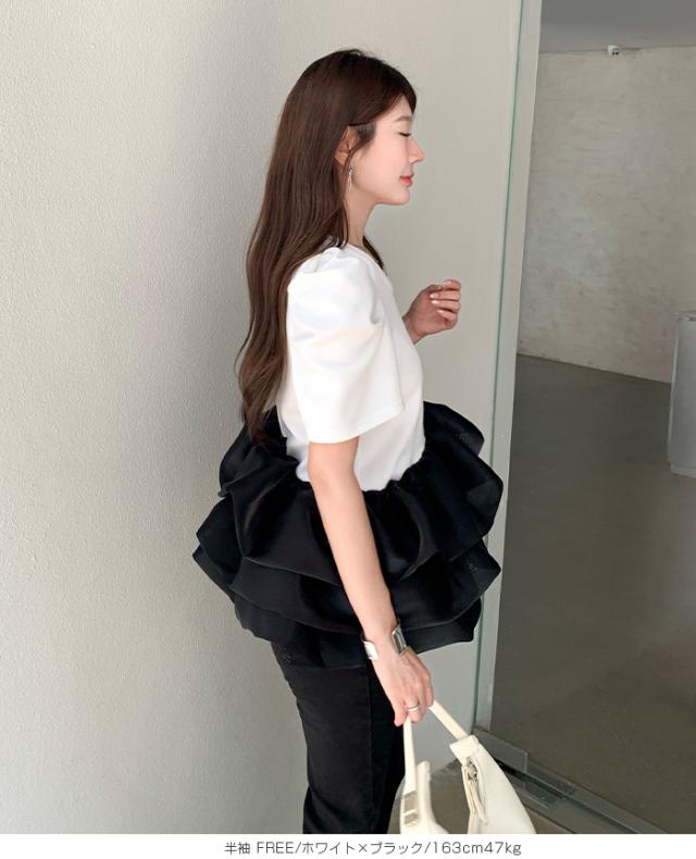 半額クーポン配布中！トップス レディース 冬 秋 ドッキング 異素材