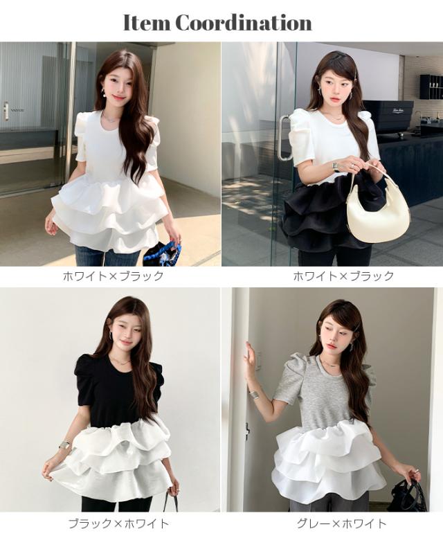 40%OFFクーポン配布中！トップス レディース 冬 秋 ドッキング 異素材 切り替え パフスリーブ バルーン バルーン袖 タートルネック ハイネック ケーブル編み ケーブルニット ペプラム 体型カバー【 異素材ドッキングバルーンスリーブプルオーバー 】 秋新作 ●即納● 半額クーポン配布中！トップス レディース 冬 秋 ドッキング 異素材