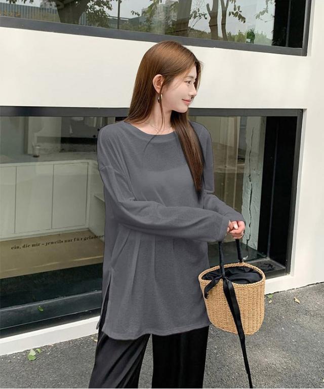 グレー 長袖 トップス レイヤード MAX1,500円OFFクーポン配布中！ シアートップス レイヤード