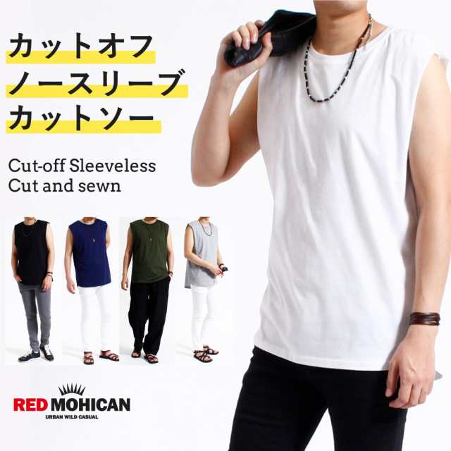 5color Red Mohican おしゃれ ロング丈 ノースリーブ Tシャツ メンズ