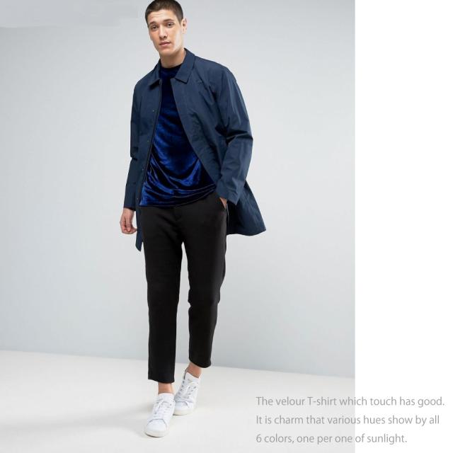 10color ベロアｔシャツ メンズ レディース トップス 生地 カットソー 半袖 ｕネック クルーネック カットベロア ベロア素材 無地 肌触りの通販はau Pay マーケット Falo ファロ