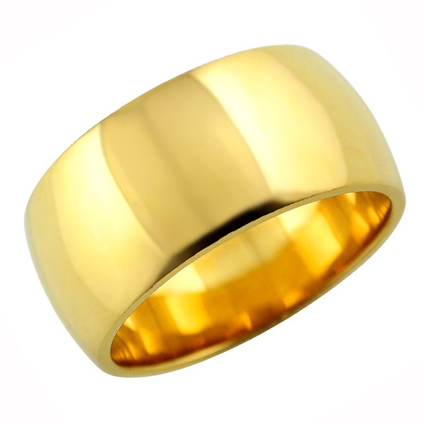 甲丸リング 10mm幅 10金 指輪 メンズ K10 ゴールド シンプル 甲丸 リング 結婚指輪 ペアリング 日本製 送料無料