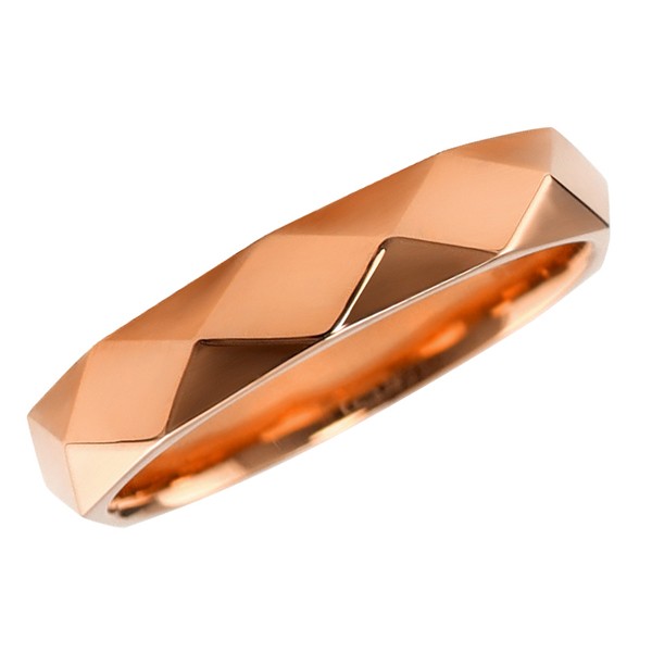 ひし形カットリング ４mm幅 18金 指輪 メンズ K18 ゴールド シンプル ミラーカット リング 結婚指輪 ペアリング 日本製 送料無料