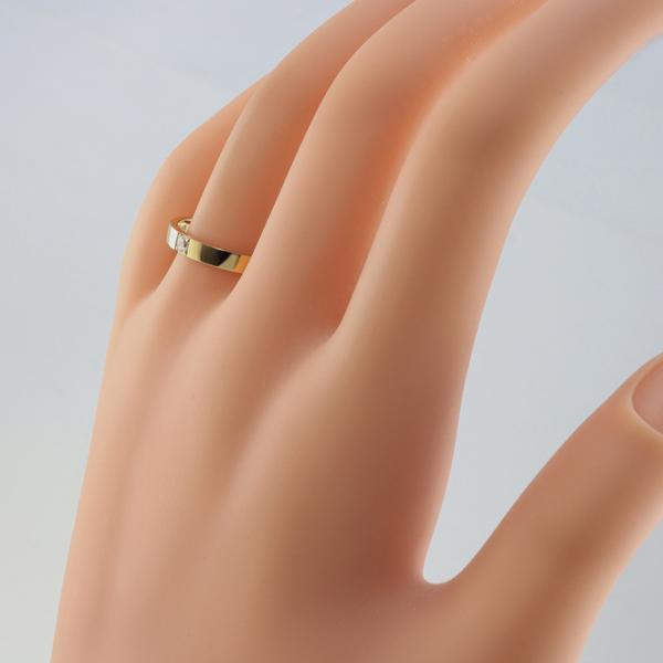 結婚指輪 18金 ダイヤモンド 一粒石 ペアリング ストレート ゴールド マリッジリング K18 2本セット ブライダル 送料無料