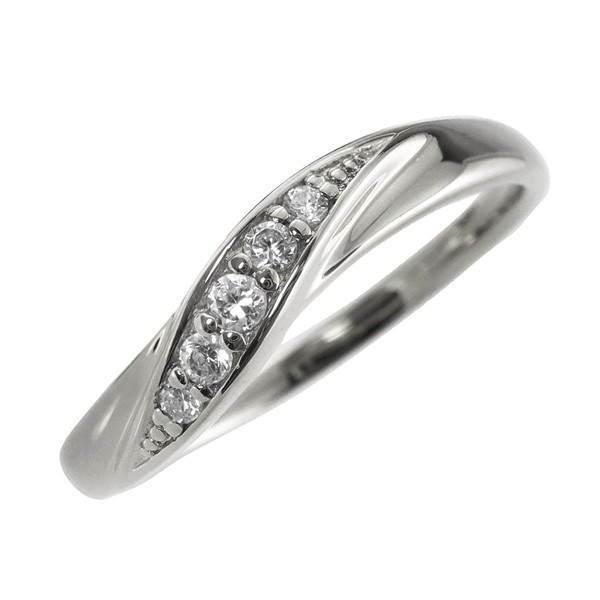 プラチナ 指輪 ウェーブライン 天然ダイヤモンド レディース Pt900 シンプル リング 結婚指輪 ペアリング 日本製 特価限定 