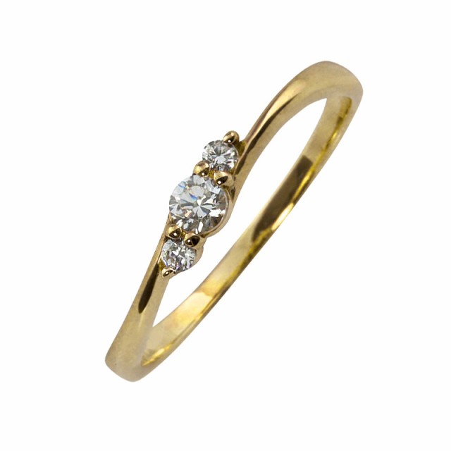 18金イエローゴールド 指輪 星の形 3ストーン 天然ダイヤモンド
