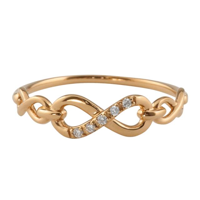 インフィニティ リング 10金 ダイヤモンド レディース リング K10 無限 指輪 ピンキーリング モチーフ 華奢 シンプル 繊細  プレゼントの通販は